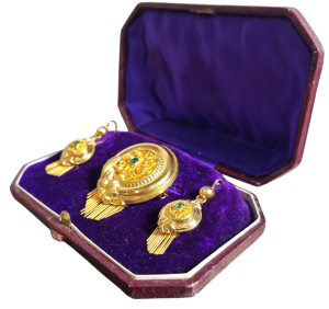 Starožitný zlatý set se smaragdy, Biedermeier