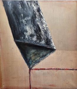 Těžké z nebe, 2022, 90 x 80 cm, olej na plátně