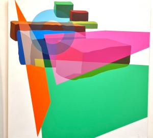 Flying stones no. 2, 120 x 120 cm, akryl na plátně