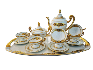 Luxusní zlacená ručně malovaná kávová souprava