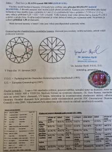 Starožitný zlatý prsten s diamanty a rubíny, 1,5 ct, vel. 54,5