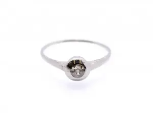 Zlatý prsten z bílého zlata s diamantem, vel. 61