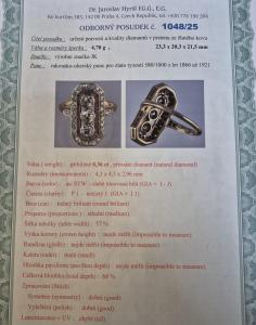 Starožitný zlatý prsten s diamanty a rubíny, 1,5 ct, vel. 54,5