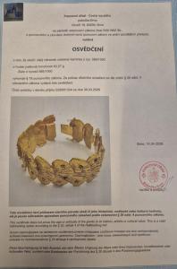 Zlatý náramek s diamanty a rubíny, 63,27 g