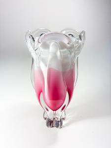 Růžová hutní váza, květ, 29 cm