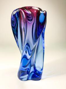 Fialovorůžová hutní váza, 26 cm