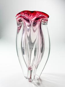 Hutní váza přechod do růžové, 24 cm