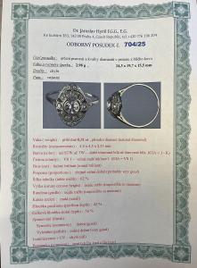 Platinový prsten s diamanty a safíry, vel. 56,5