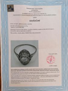 Platinový prsten s diamanty a safíry, vel. 56,5