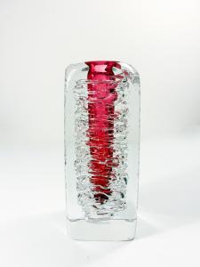 Whirpool skleněná váza čirá, růžová, 17,5 cm