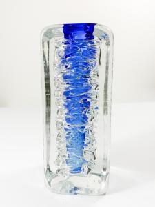 Whirpool skleněná váza čirá, tmavě modrá, 18 cm