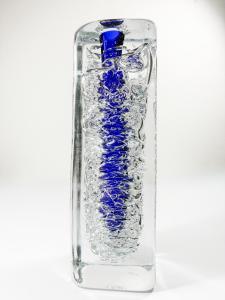 Whirpool skleněná váza čirá, tmavě modrá, 25 cm