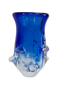 Modrá váza - hutní sklo