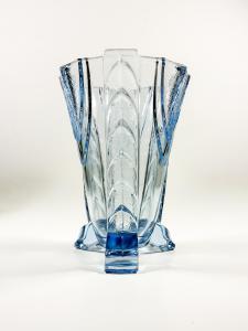 Modrá art deco váza, 21 cm