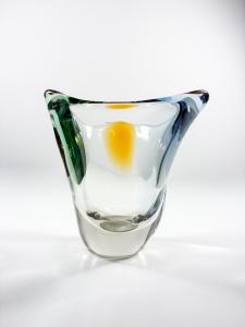Trojramenná skleněná váza, 15 cm