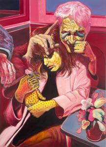 Red Torch on Wings of Deranged Stingrays Searches Treasures of Rum-Soaked Pirate,