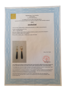Zlaté náušnice s onyxem a diamanty, visací