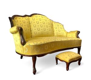 Starožitná pohovka s podnožkou- Biedermeier