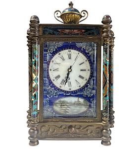 Starožitné stolní hodiny Cloissone