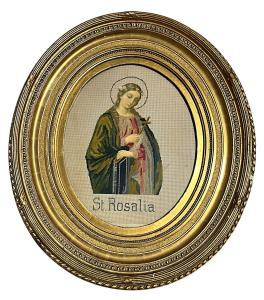 Vyšívaná ikona- Svatá Rozálie