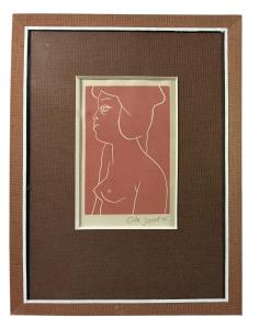 Dívka na červeném pozadí