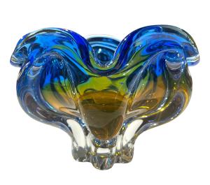 Hutní popelník modro žlutý