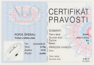 Prsten z bílého zlata s brilianty, vel. 52