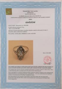 Zlatý prsten s diamanty, Art-Deco, vel. 53