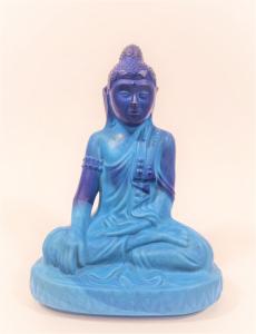 Modrý Buddha, sklo