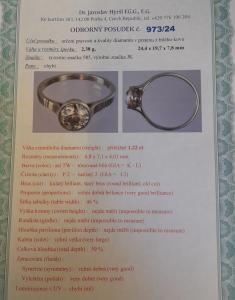 Zlatý prsten s diamantem, vel. 54,5