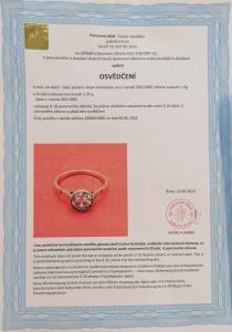 Zlatý prsten s diamantem, vel. 54,5