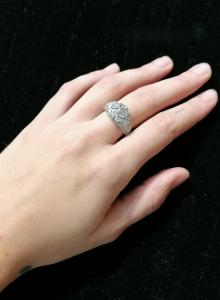 Starožitný zlatý prsten s diamanty, vel. 55