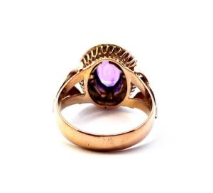 Pánský zlatý prsten s ametystem a diamanty, vel. 66