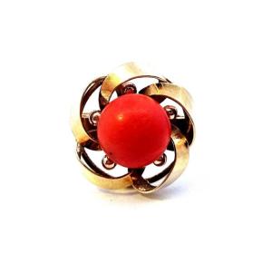 Zlatý prsten s korálem, vel. 59