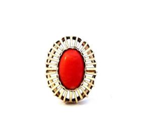 Zlatý prsten s korálem, vel. 61