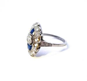 Luxusní zlatý prsten s diamanty a safíry, vel. 51