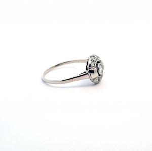 Starožitný zlatý prsten s diamanty a leukosafíry, vel. 54