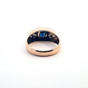 Zlatý prsten se safírem a diamanty, vel. 56