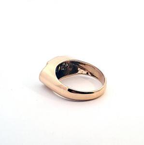 Zlatý prsten se safírem a diamanty, vel. 56