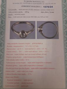 Starožitný prsten z bílého zlata s diamantem, vel. 54,5