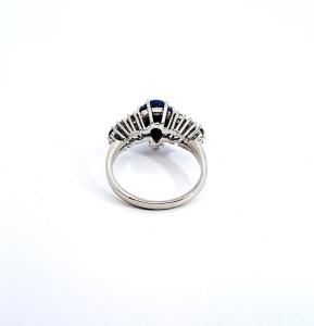 Zlatý prsten s modrým kamenem lapis lazuli a diamanty, vel. 53
