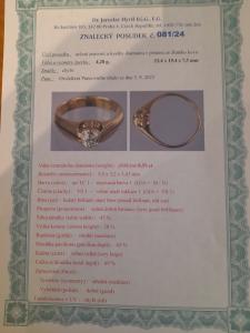 Zlatý prsten s diamantem, vel. 52,5