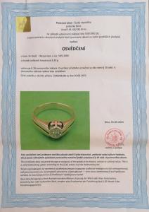 Zlatý prsten s diamantem, vel. 52,5