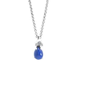 Přívěs z bílého zlata s modrým kamenem lapis lazuli a diamanty