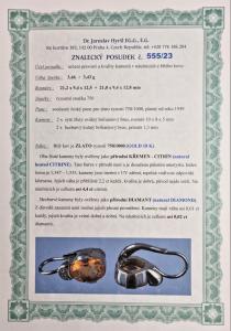 Zlaté náušnice s citrínem a diamanty, visací