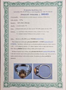 Zlatý prsten s citrínem a diamanty, vel. 54,5