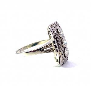 Starožitný zlatý prsten art deco s diamanty, vel. 54