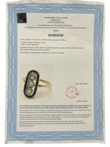 Zlatý prsten s diamanty a safíry, vel. 59