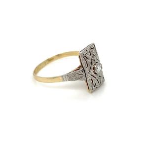 Zlatý prsten s diamantem, Art-Deco, vel. 59