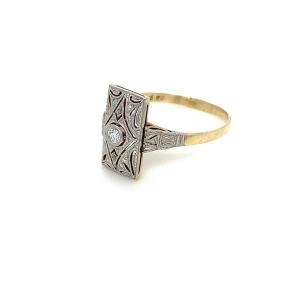Zlatý prsten s diamantem, Art-Deco, vel. 59